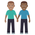 👨🏽‍🤝‍👨🏾 men holding hands: medium skin tone, medium-dark skin tone display on JoyPixels